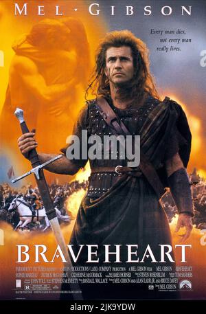 Mel Gibson Poster Film: Braveheart (USA 1995) Regie: Mel Gibson 18 May 1995 **WARNUNG** Dieses Foto ist nur für redaktionelle Verwendung bestimmt und unterliegt dem Copyright von ICON PRODUCTIONS und/oder dem von der Film oder Production Company beauftragten Fotografen und kann nur von Publikationen im Zusammenhang mit der Bewerbung des oben genannten Films reproduziert werden. Eine obligatorische Gutschrift für ICON-PRODUKTIONEN ist erforderlich. Der Fotograf sollte auch bei Bekanntwerden des Fotos gutgeschrieben werden. Ohne schriftliche Genehmigung der Film Company kann keine kommerzielle Nutzung gewährt werden. Stockfoto