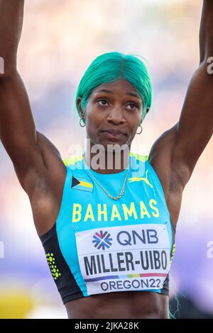 Shaunae Miller-Uibo (BAH) im Frauenfinale 400m am achten Tag bei den Leichtathletik-Weltmeisterschaften, Hayward Field, Eugene, Oregon USA on Stockfoto