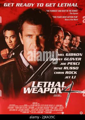 Jet Li, Mel Gibson, Danny Glover, Rene Russo, Chris Rock & Joe Pesci Poster Film: Lethal Weapon 4 (USA 1998) Regie: Richard Donner 10 July 1998 **WARNUNG** Dieses Foto ist nur für redaktionelle Verwendung bestimmt und unterliegt dem Copyright von WARNER BROS. Und/oder des Fotografen, der von der Film- oder Produktionsfirma beauftragt wurde und nur durch Publikationen im Zusammenhang mit der Bewerbung des oben genannten Films reproduziert werden kann. Eine obligatorische Gutschrift an WARNER BROS. Ist erforderlich. Der Fotograf sollte auch bei Bekanntwerden des Fotos gutgeschrieben werden. Ohne schriftliche Genehmigung der Film Company kann keine kommerzielle Nutzung gewährt werden. Stockfoto