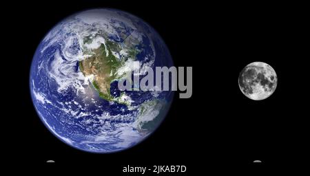 Erde und Mond Systemansicht aus dem All. Elemente dieses Bildes wurden von der NASA eingerichtet Stockfoto