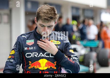 Mogyorod, Ungarn. Juli 31. 2022. Formel 1 großer Preis von Ungarn in Hungaroring, Ungarn. Im Bild: Max Verstappen (NLD) von Red Bull Racing © Piotr Zajac/Alamy Live News Stockfoto