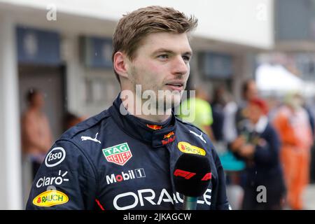 Mogyorod, Ungarn. Juli 31. 2022. Formel 1 großer Preis von Ungarn in Hungaroring, Ungarn. Im Bild: Max Verstappen (NLD) von Red Bull Racing © Piotr Zajac/Alamy Live News Stockfoto