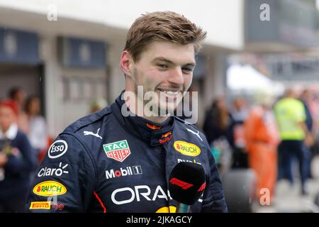 Mogyorod, Ungarn. Juli 31. 2022. Formel 1 großer Preis von Ungarn in Hungaroring, Ungarn. Im Bild: Max Verstappen (NLD) von Red Bull Racing © Piotr Zajac/Alamy Live News Stockfoto