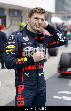 Mogyorod, Ungarn. Juli 31. 2022. Formel 1 großer Preis von Ungarn in Hungaroring, Ungarn. Im Bild: Max Verstappen (NLD) von Red Bull Racing © Piotr Zajac/Alamy Live News Stockfoto