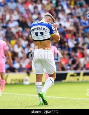 Leandro Trossard von Brighton während des Freundschaftsspiel vor der Saison zwischen Brighton und Hove Albion und Espanyol im American Express Community Stadium, Brighton, Großbritannien - 30.. Juli 2022 nur zur redaktionellen Verwendung. Keine Verkaufsförderung. Für Football-Bilder gelten Einschränkungen für FA und Premier League. Keine Nutzung des Internets/Handys ohne FAPL-Lizenz - für Details wenden Sie sich an Football Dataco Stockfoto