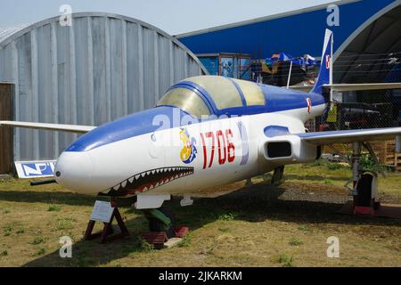 PZL TS-11 Iskra, Midland Air Museum, Baginton, Coventry, England Vereinigtes Königreich. Stockfoto