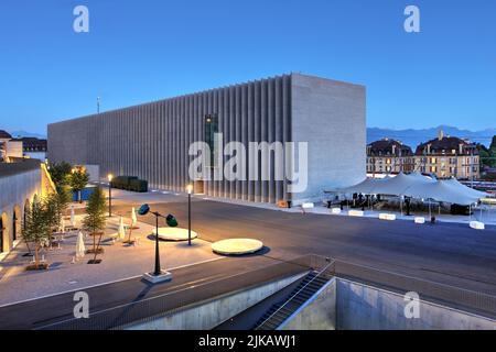 Musée Cantonal des Beaux-Arts (MCBA) in Lausanne, Schweiz eines der wichtigsten Gebäude auf der Platforme 10, einem neuen Kulturraum im Stadtzentrum in der Nähe Stockfoto