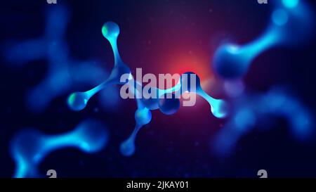 CYBERTECH und Medizin der Zukunft. Nanotechnologie in der Mikrobiologie. Molekulare Struktur, Laborforschung. Molekül, Gitter, Zelle, Atom Stockfoto