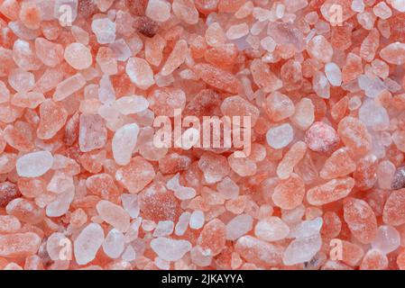Nahaufnahme von rosa himalaya-Kristallsalz. Textur, Hintergrund Stockfoto