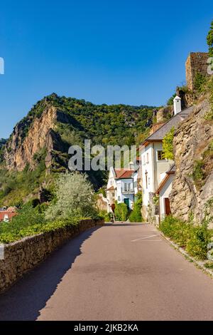 Die Kirche von Durnstein in Wachau an der Donau, ein UNESCO-Weltkulturerbe von Österreich Stockfoto