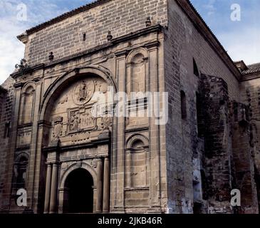 EXTERIEUR-PORTADA-IGLESIA EDIFICADA ENTRE S XVI Y XVII. AUTOR: ANDRES DE VANDELVIRA (1505-1575). ORT: IGLESIA DE SAN FRANCISCO. Baeza. JAEN. SPANIEN. Stockfoto