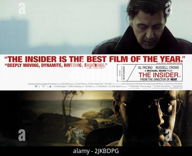 Al Pacino & Russell Crowe Film: The Insider (USA 1999) Charaktere: Lowell Bergman & Jeffrey Wigand Regie: Michael Mann 28. Oktober 1999 **WARNUNG** Dieses Foto ist nur für redaktionelle Zwecke bestimmt und unterliegt dem Copyright von TOUCHSTONE und/oder des Fotografen, der von der Film- oder Produktionsfirma beauftragt wurde und darf nur von Publikationen im Zusammenhang mit der Bewerbung des oben genannten Films reproduziert werden. Ein obligatorischer Credit to TOUCHSTONE ist erforderlich. Der Fotograf sollte auch bei Bekanntwerden des Fotos gutgeschrieben werden. Ohne schriftliche Genehmigung der Film Company kann keine kommerzielle Nutzung gewährt werden. Stockfoto