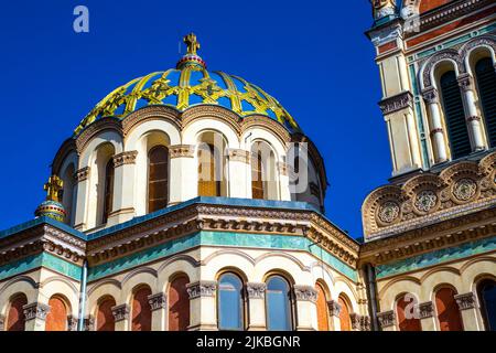 Außenansicht der Alexander-Nevsky-Kathedrale (Sobór św. Aleksandra Newskiego w Łodzi), Lodz, Polen Stockfoto