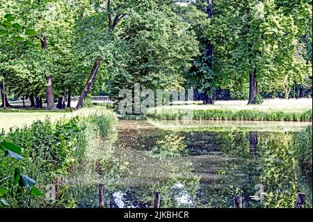 Schloss Lübbenau und Schlosspark im Spreewald, Mark Brandenburg; Schloss Lübbenau Stockfoto