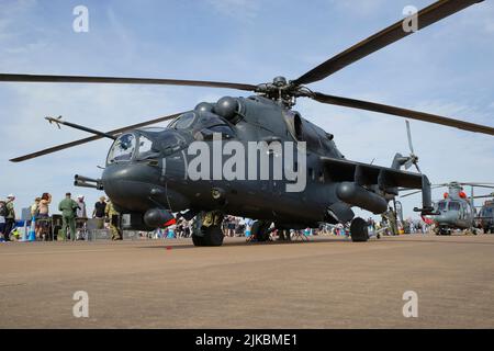 MIL Mi 24P, ungarische Luftwaffe, statische Ausstellung auf RIAT, RAF Fairford, Gloucestershire, England, Stockfoto