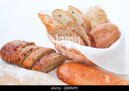 Frisches Brot Sortiment gesunde europäische Bäckerei Stockfoto