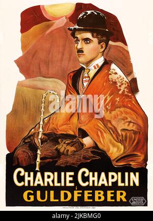 Charlie Chaplin i Guldfeber - der Goldrausch (United Artists, 1925). Schwedisches Filmplakat Stockfoto