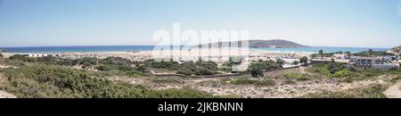 Blick auf den Strand von Prasonisi Stockfoto