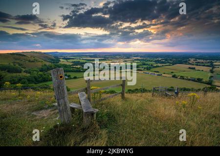 Die Landschaft von South Downs am Devil's Dyke in der Nähe von Brighton in East Sussex, England. Großbritannien Stockfoto