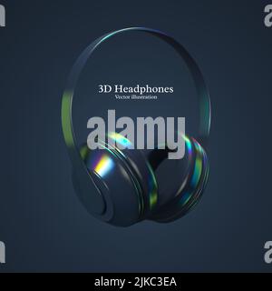 3D realistische Vektor-Kopfhörer. Stock Vektor