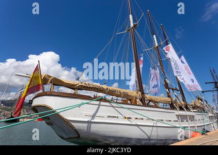 GENUA, ITALIEN 25. JUNI 2022 - das Schiff Pascual Flores 1917 ist im Hafen von Genua, italien, vertäut Stockfoto