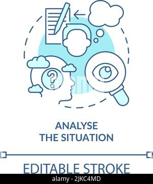 Türkisfarbenes Konzeptsymbol für die Analyse der Situation Stock Vektor