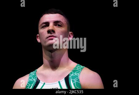 Der nordirische Rhys McClenaghan tritt am vierten Tag der Commonwealth Games 2022 in Birmingham beim Men's Pommel Horse Final in der Arena Birmingham an. Bilddatum: Montag, 1. August 2022. Stockfoto