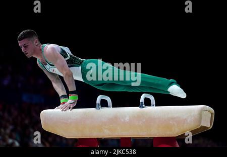 Der nordirische Rhys McClenaghan tritt am vierten Tag der Commonwealth Games 2022 in Birmingham beim Men's Pommel Horse Final in der Arena Birmingham an. Bilddatum: Montag, 1. August 2022. Stockfoto