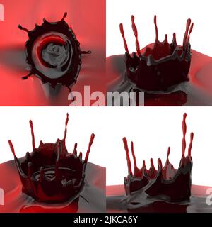 3D Illustration eines realistischen Blutspritzern Stockfoto