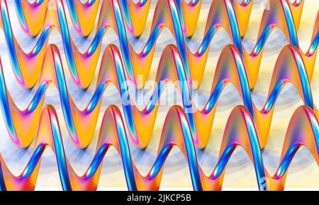 Spiralförmige, irisierende abstrakte Formen. 3D Darstellung rendern Stockfoto