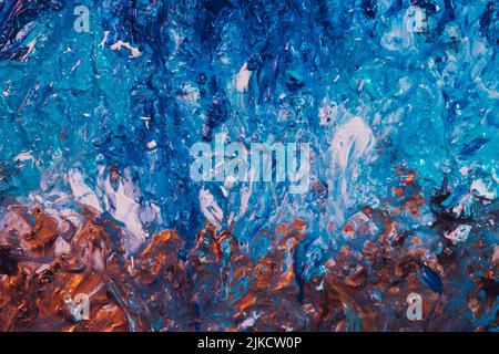 Kreativer Hintergrund blau braun Farbe Wellen Schaum Stockfoto