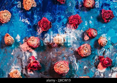 Vintage floral Art rosa getrocknete Rose Knospen Farbe Stockfoto