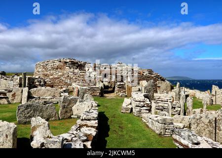 Die Überreste des Broch of Gurness auf Orkney. Stockfoto