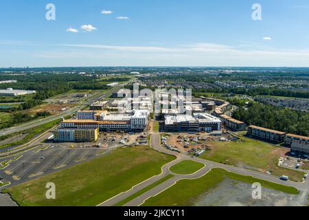 Luftaufnahme der One Loudoun Nachbarschaft in Ashburn Loudoun County, Virginia. Stockfoto