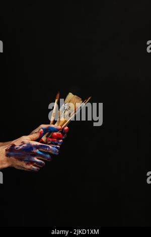 Kunst Klasse Schule Hand Pinsel Künstler Werkzeuge Stockfoto