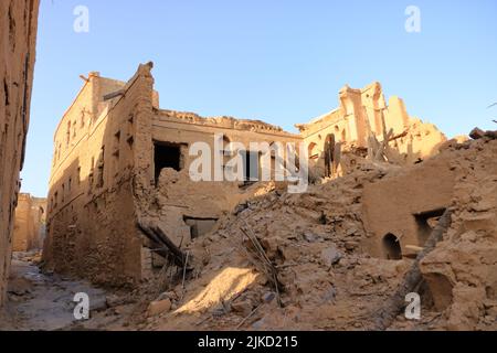 Schlammhäuser im alten Dorf Al Hamra im Oman Stockfoto