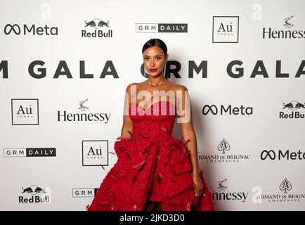 Maya Jama bei der GRM Gala im Kensington Palace in London. Bilddatum: Montag, 1. August 2022. Stockfoto