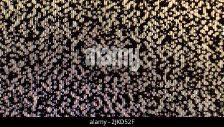 TV-Bildschirm statische abstrakte Farbpixel Glitch analoges Rauschen pixelige Hintergrundtextur, Kopierraum. Retro-TV-Bildschirm verpixelt, gruselig gruselig m Stockfoto