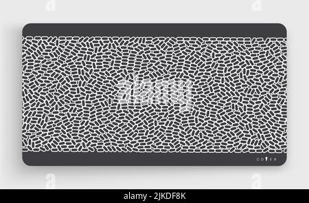 Schwarze und weiße Textur. Unregelmäßige Arrays oder Matrix der zufälligen Ovale. Vector Illustration für Druck-, Textil-, Gewebe-, Verpackung, Umhüllung oder Decken. Stock Vektor