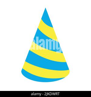 Flache Bunte Party Hut Isoliert Illustration Geburtstagsfeier Dekoration Ikone Stock Vektor