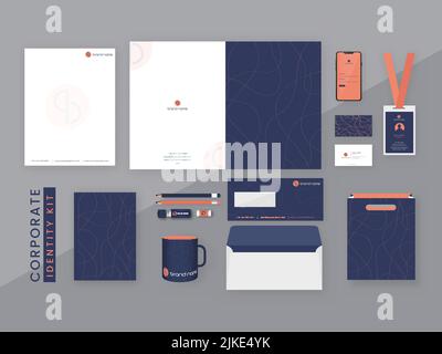 Corporate Identity Kits Als Briefkopf, Zweifalzbare Broschüre, Tagebuch, Besuch, Id-Karte, Doppelseitiger Umschlag, Smartphone Und Andere Gegenstände. Stock Vektor