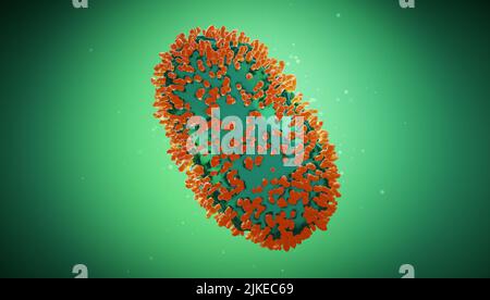 Monkeypox Virus medizinische Illustration 3D Rendering. Globale Gesundheit Notfall Affenpocken-Infektion. Stockfoto