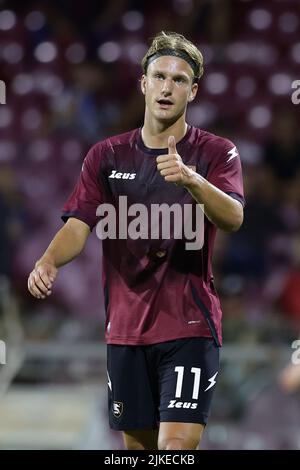 Foto Alessandro Garofalo/LaPresse30 Luglio 2022 Salerno, Italia - US Salernitana vs Adana Demirspor - amichevole estive prima trofeo Angelo Iervolino. Stadio Arechi. Nella foto: Erik Botheim (US Salernitana 1919); 30. Juli 2022 Salerno, Italien - US Salernitana vs Adana Demirspor, Sportfußball, Sommerfreundschaftsspiel Erstes Angelo Iervolino Pokal Arechi Stadion. Im Bild: Erik Botheim (US Salernitana 1919); Stockfoto