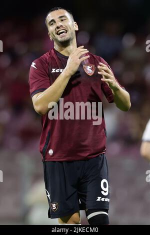 Foto Alessandro Garofalo/LaPresse30 Luglio 2022 Salerno, Italia - US Salernitana vs Adana Demirspor - amichevole estive prima trofeo Angelo Iervolino. Stadio Arechi. Nella foto: Federico Bonazzoli (US Salernitana 1919); 30. Juli 2022 Salerno, Italien - US Salernitana vs Adana Demirspor, Sportfußball, Sommerfreundschaftsspiel Erstes Angelo Iervolino Pokal Arechi Stadion. Im Bild: Federico Bonazzoli (US Salernitana 1919); Stockfoto