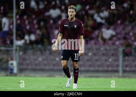 Foto Alessandro Garofalo/LaPresse30 Luglio 2022 Salerno, Italia - US Salernitana vs Adana Demirspor - amichevole estive prima trofeo Angelo Iervolino. Stadio Arechi. Nella foto: Erik Botheim (US Salernitana 1919); 30. Juli 2022 Salerno, Italien - US Salernitana vs Adana Demirspor, Sportfußball, Sommerfreundschaftsspiel Erstes Angelo Iervolino Pokal Arechi Stadion. Im Bild: Erik Botheim (US Salernitana 1919); Stockfoto