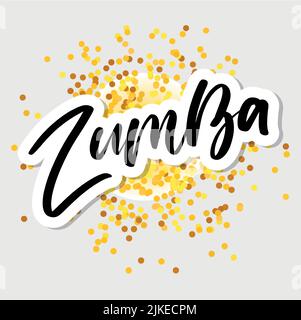 Zumba Dance Studio Text. Kalligraphie Wort Banner Design. Aerobe Fitness. Vektor-Handschriftzug Illustration auf weißem Hintergrund. Stock Vektor