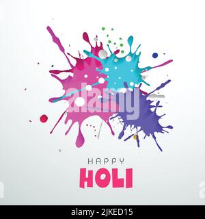 Indisches Festival der Farben, Happy Holi Konzept mit Farbflecken und Platz für Ihren Text. Stock Vektor