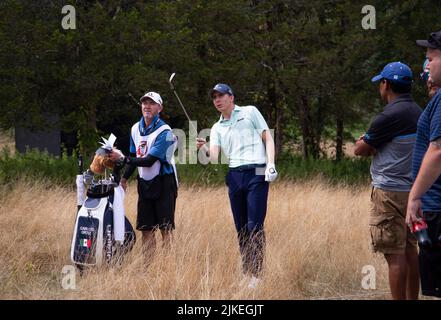 Bedminster, NJ Carlos Ortiz außerhalb der Grenzen bei LIV Golf Bedminster Invitational Final Day des Wettbewerbs 31. Juli 2022. @ Veronica Bruno / Alamy Stockfoto