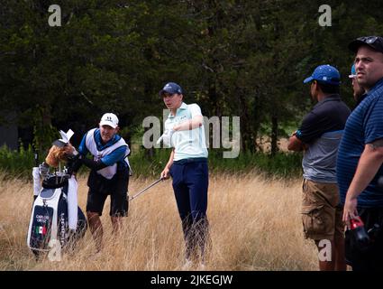 Bedminster, NJ Carlos Ortiz außerhalb der Grenzen bei LIV Golf Bedminster Invitational Final Day des Wettbewerbs 31. Juli 2022. @ Veronica Bruno / Alamy Stockfoto