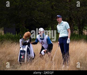 Bedminster, NJ Carlos Ortiz außerhalb der Grenzen bei LIV Golf Bedminster Invitational Final Day des Wettbewerbs 31. Juli 2022. @ Veronica Bruno / Alamy Stockfoto